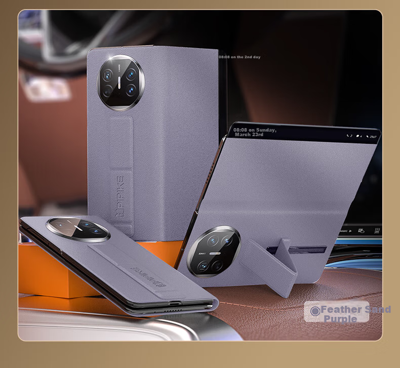 Чехол-книжка Pipiqiao для Huawei Mate X5, кожаный, с защитой от падения, ультратонкий, с окном Smart View, цвет "Phantom Purple"