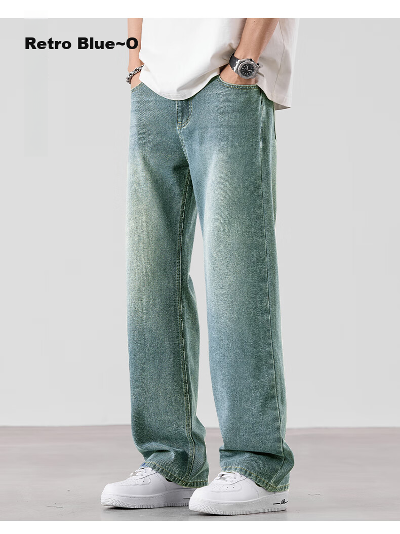 Джинсы Jeanswest мужские, 2025 Осень-Зима, тонкий стиль, трендовые свободные повседневные универсальные широкие брюки, светло-голубые, XL