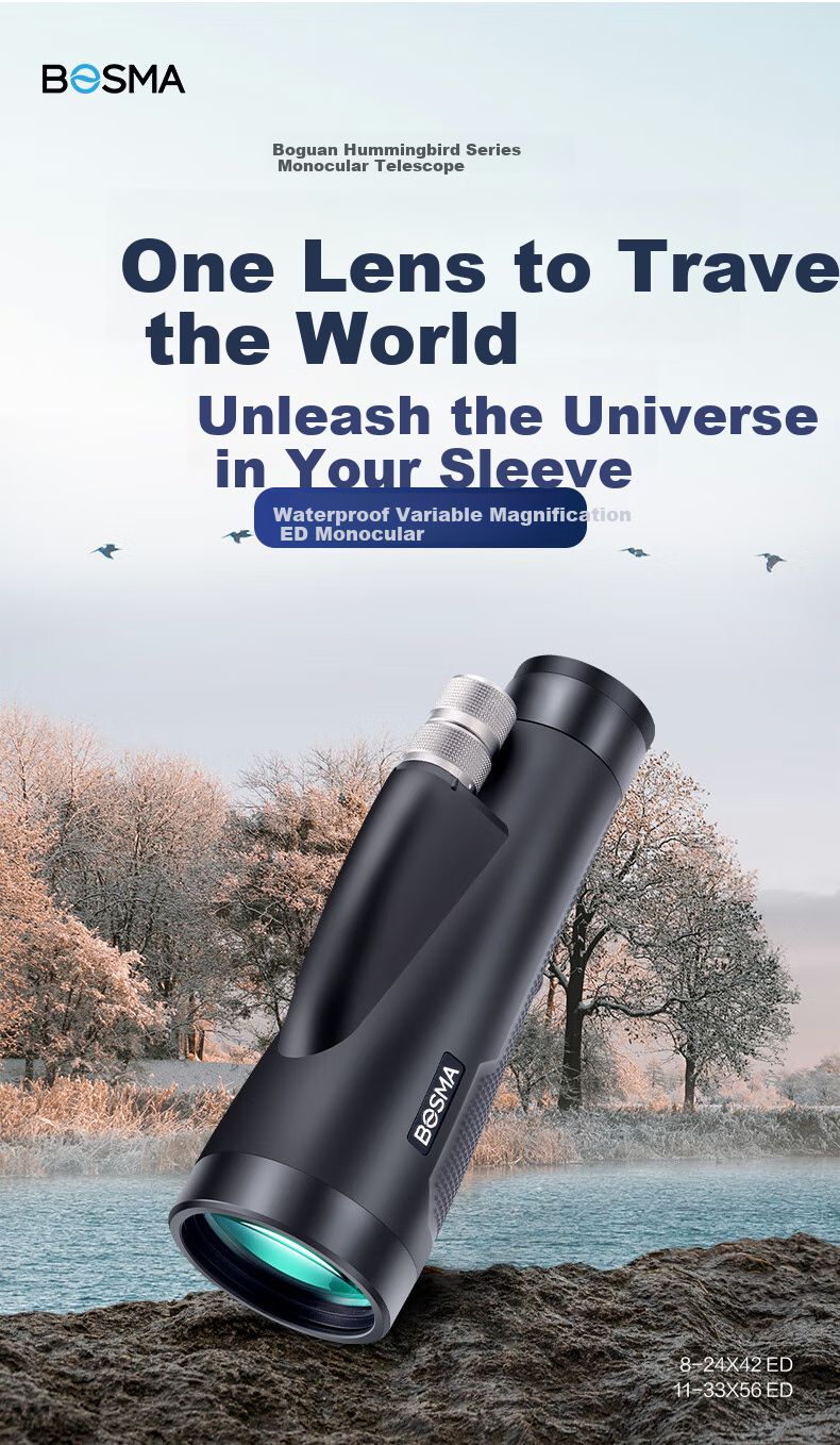 Монокуляр BOSMA Hummingbird 11-33x56ED, с ED-линзой, азотонаполненный, водонепроницаемый, смартфон-телескоп