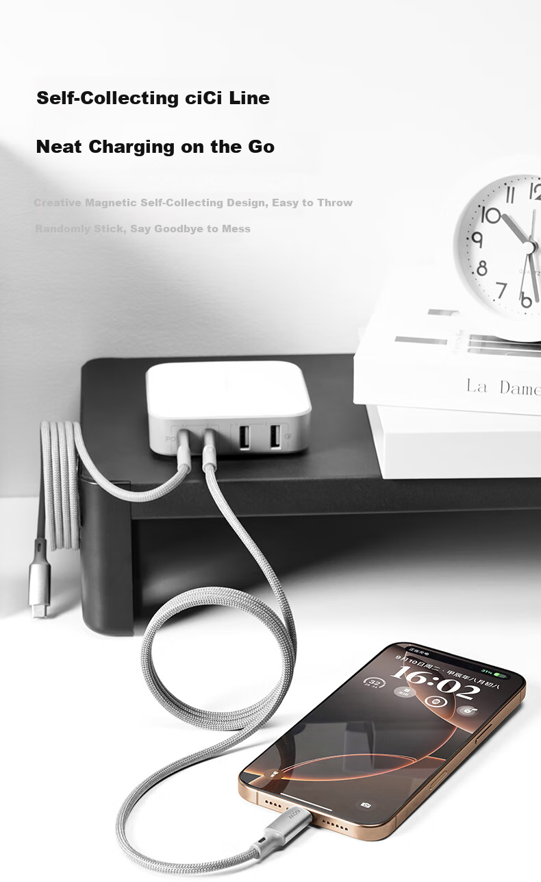 Магнитный кабель MOMAX Type-C для зарядки iPhone 15 Pro Max, планшетов iPad, Huawei, 60W PD, 1 метр, Титановый золотой