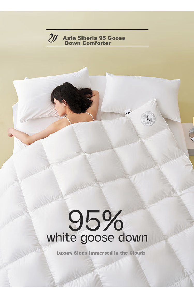 Одеяло Dohia Home Textile, 95% белый гусиный пух, зимнее, утолщенное, 229x230 см