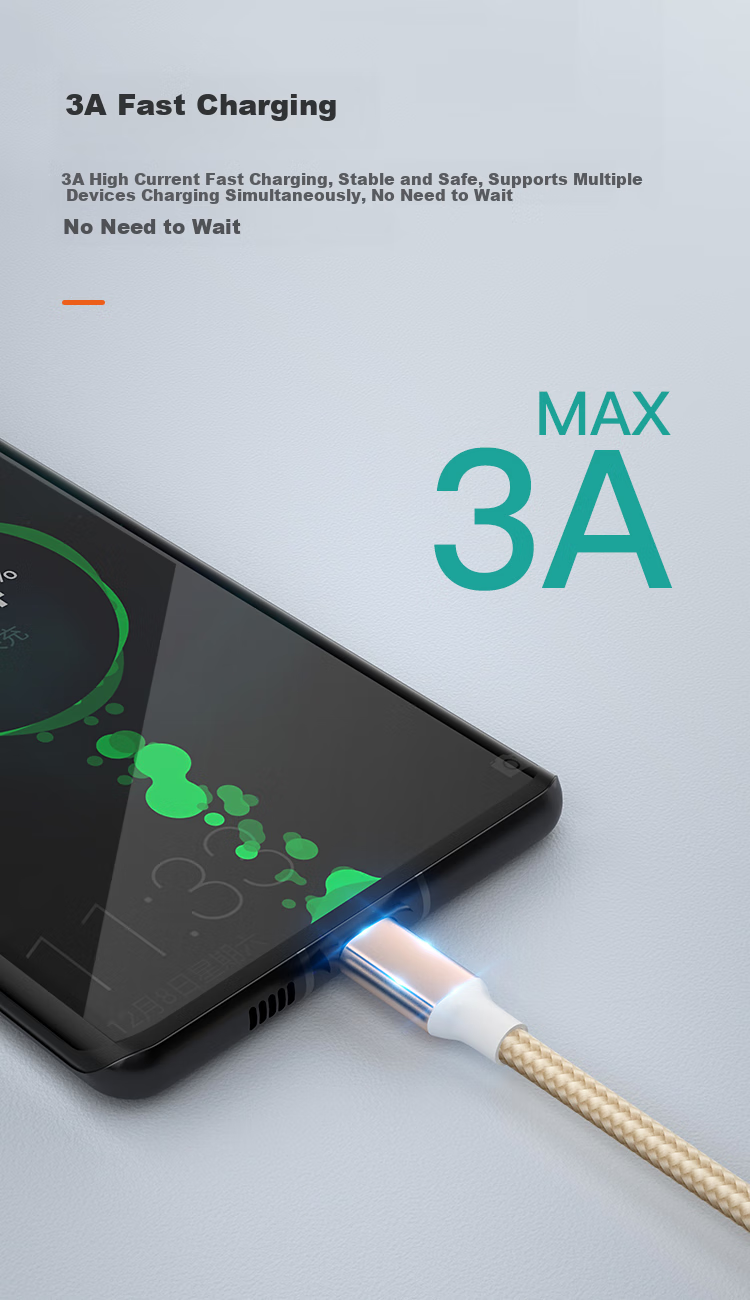 Кабель Newmine для зарядки USB-C 3-в-1, совместимый с iPhone, Xiaomi, Huawei, цвет золотой