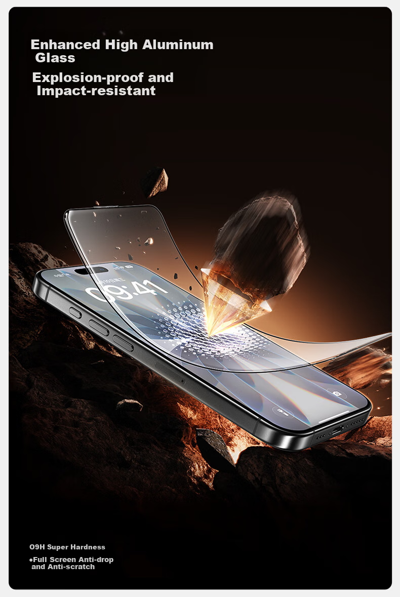 Защитное стекло SmartDevil для iPhone 17 / 16 Pro, полное покрытие, HD, антибликовое, противоударное, 2 шт.