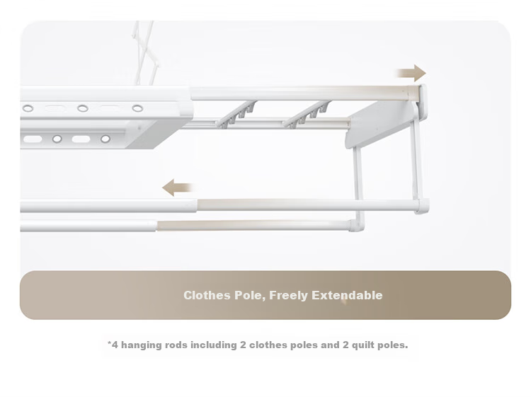 Умная сушилка для белья Mijia Smart Clothes Drying Rack Pro, Moonlight White, Xiaomi Electric Invisible Clothes Hanger, ультратонкая встраиваемая установка