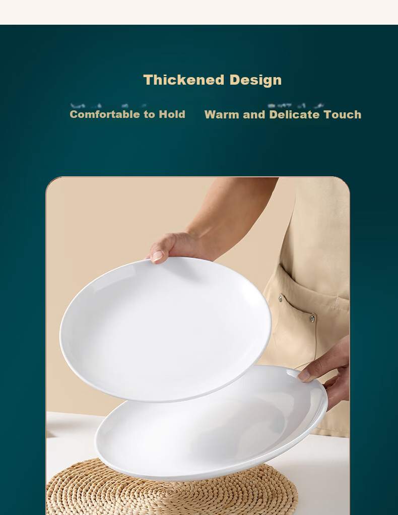 Белая melamine тарелка Baijie Commercial A5, 10-дюймовая круглая тарелка для отеля, для подачи блюд, жареного риса и лапши