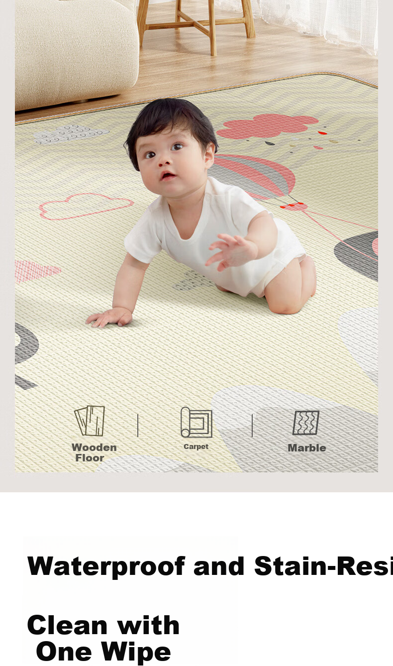 Детский игровой коврик Beiboshi Babybox, толстый, 200x180x2 см, XPE, с рисунком "Летающий слон", игровой и ползающий