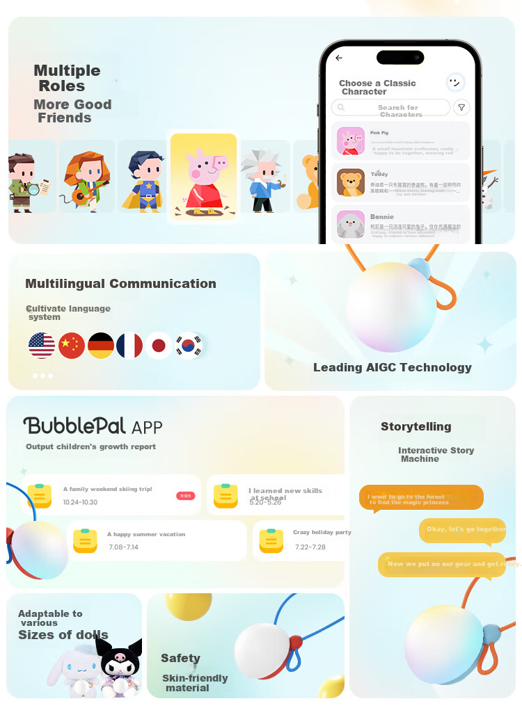 Интерактивная игрушка Haivivi BubblePal, для детей, с искусственным интеллектом, желтая, в комплекте с куклой Молочный дракон