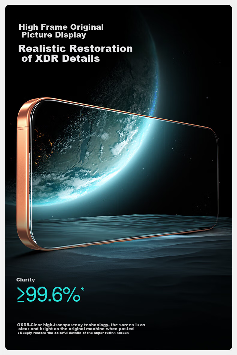 Защитное стекло SmartDevil для Apple iPhone 17 Pro Max, ультратонкое 0.18 мм, 3D полное покрытие, высокая прозрачность, антибликовое, антиотпечатки, закаленное стекло
