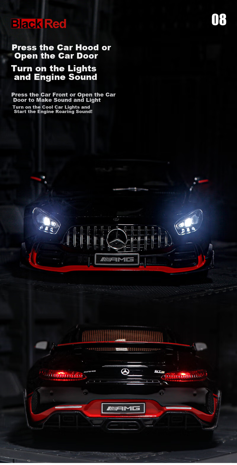 Модель автомобиля Heimanba Mercedes-Benz GTR 1:18 Черный Рыцарь, коллекционная игрушка из сплава для детей, подарок