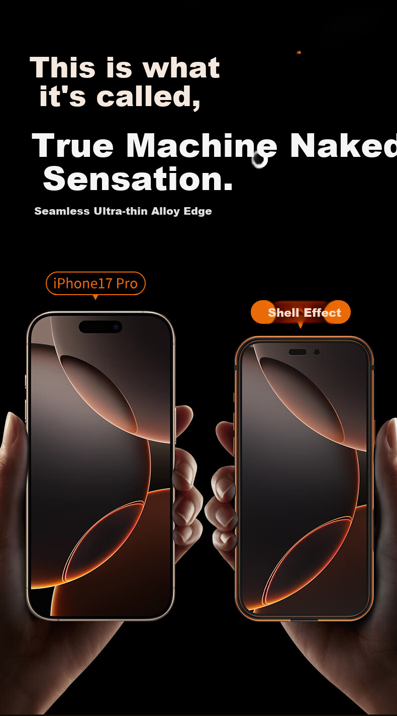 Чехол для iPhone 17 Pro IM-CHEN, противоударный, металлический каркас, ультратонкий, матовый, оранжевый