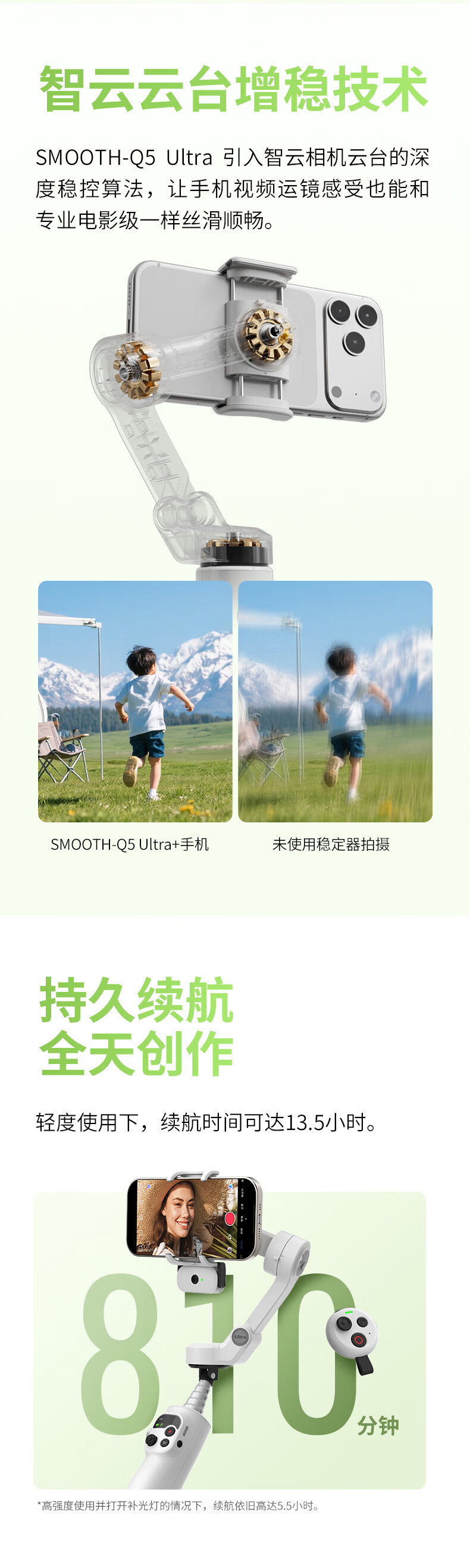 Zhiyun SMOOTH-Q5 Ultra COMBO Ручной стабилизатор для смартфона, наружная прямая трансляция, короткое видео, влог, путешествия, селфи-палка, штатив
