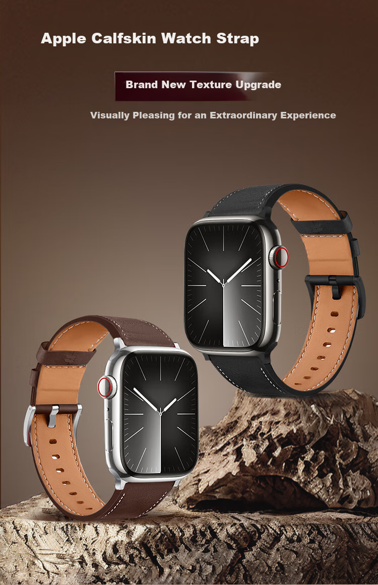 Ремешок MSSM из натуральной кожи для Apple Watch Series 11/Ultra3/S10/9/SE3, с пряжкой-булавкой, темно-серый, 42/41/40/38 мм