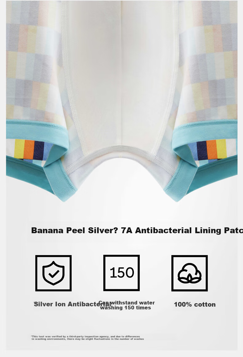 Мужское нижнее белье Bananain Silver Skin 501C, трусы-боксеры с геометрическим принтом, антибактериальные, дышащие, 3 шт.