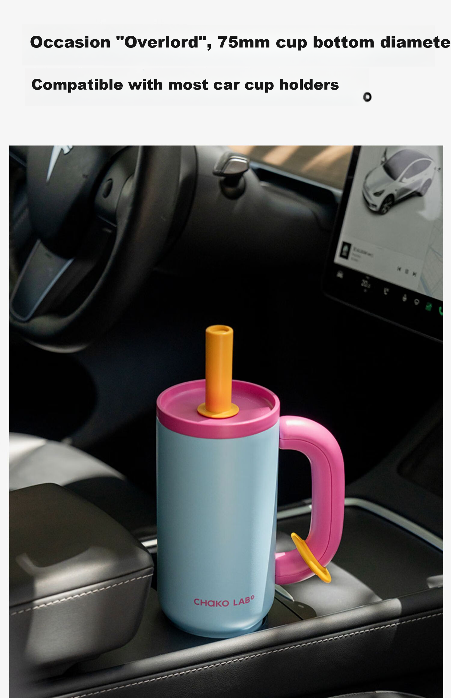 Термокружка Chakolab Office Straw Ice King, большая емкость, сохраняющая холод, из нержавеющей стали, для женщин, для автомобиля, 1100 мл, Розовый снежный шар