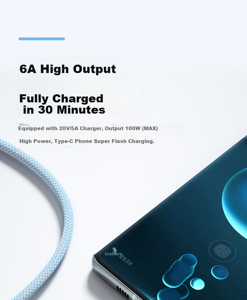 Кабель Nengshi 3-в-1 Type-C Lightning Micro-USB, 6A, 100W, 1.5 м, синий