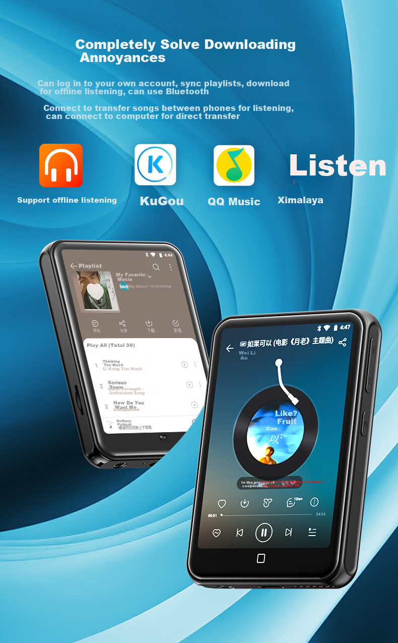 MP3/MP4 плеер RUIZU D60, 48 ГБ, портативный плеер с поддержкой Lossless, Wi-Fi, Bluetooth, словарь для студентов