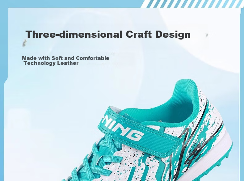 Детские футбольные бутсы Li-Ning, шиповки TF для старших детей и подростков, для начальной и средней школы, для мальчиков и девочек 6-12 лет, профессиональные дышащие бутсы, зеленые, размер 31