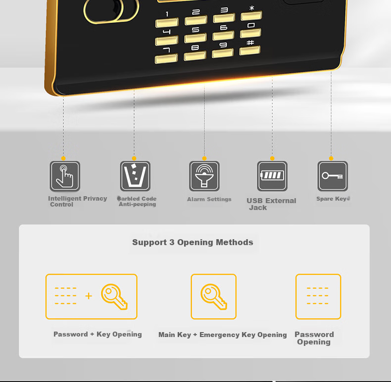 Сейф QNN Home Safe CF60, 58 см, всестальной, для кровати, с двойной защитой от кражи и перемещения, небольшой офисный шкаф для конфиденциальных документов