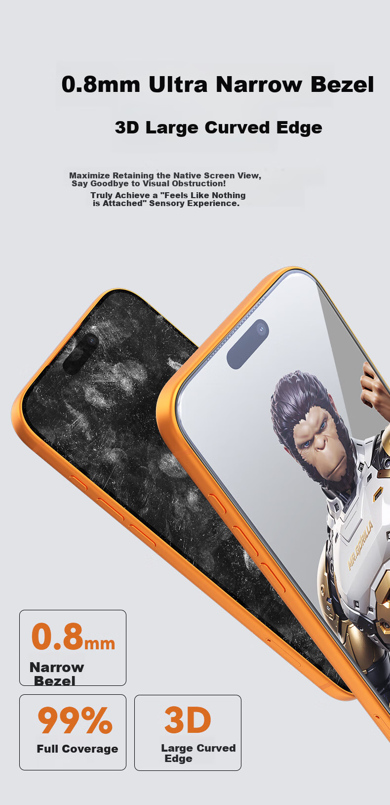 Защитное стекло BLUEO для Apple iPhone 17 Pro Max, прозрачное, антибликовое, антиотпечатковое, противоударное, 0.58 мм