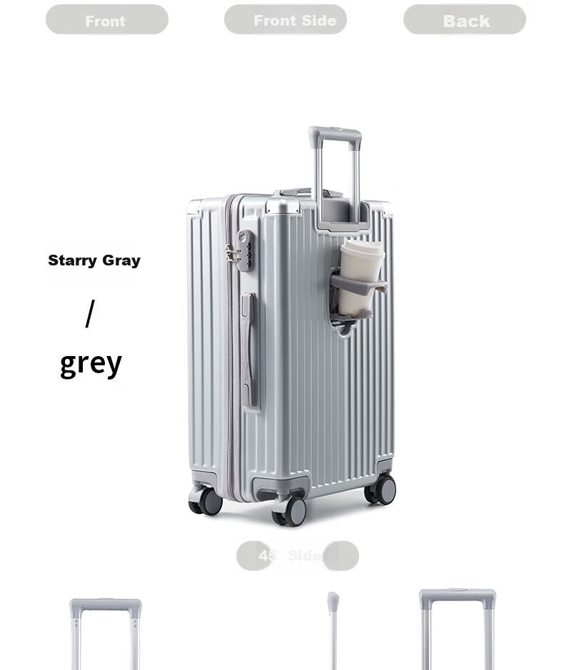 Чемодан Paul Frank Multifunctional Luggage Suitcase, тележка, дорожный, ручная кладь, кодовый замок, поворотные колеса, серебристо-серый, 20 дюймов