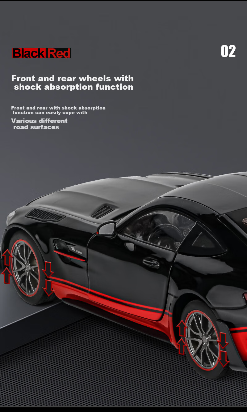 Модель автомобиля Heimanba Mercedes-Benz GTR 1:18 Черный Рыцарь, коллекционная игрушка из сплава для детей, подарок