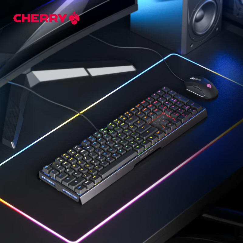 CHERRY MX3.1 Проводная механическая клавиатура, 108 клавиш, RGB подсветка, алюминиевый корпус, переключатели Cherry MX Red, черный