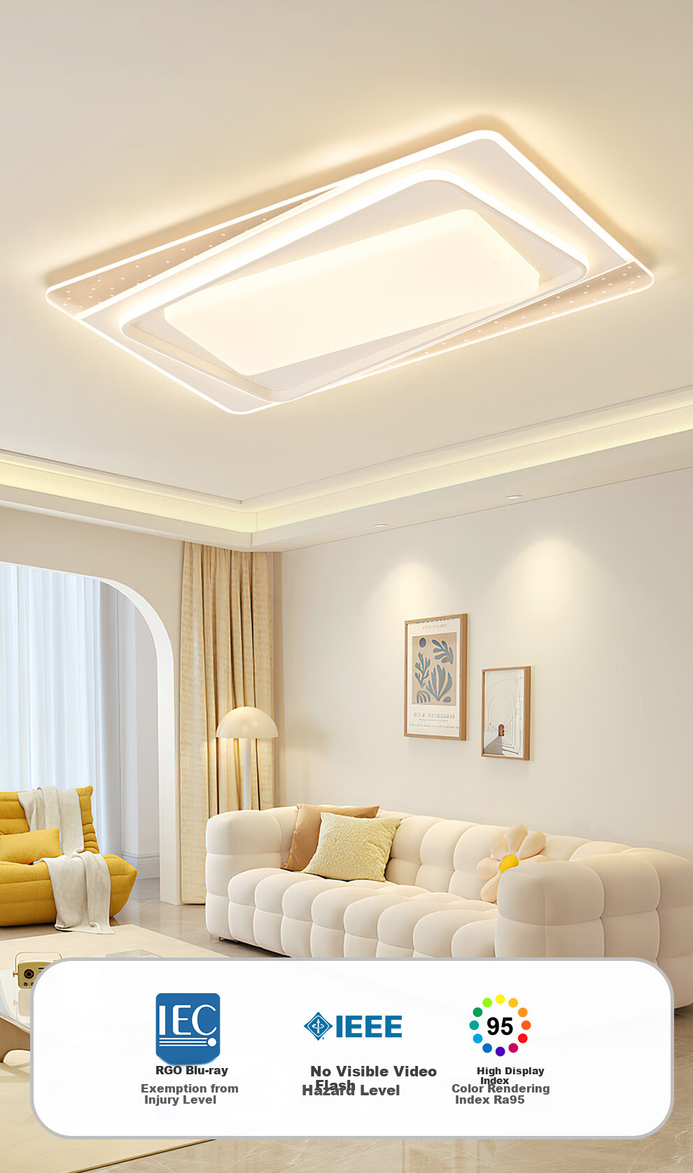 Потолочный светильник NVC Nordic Cream Style Zhongshan, комфортное освещение для спальни, защита глаз, высокая цветопередача, голосовое управление, умный контроль, белый элегантный абажур