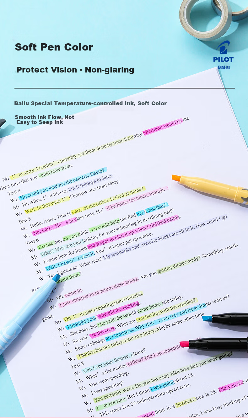 PILOT Erasable Highlighter Pen Set, Fluorescent Colors, 6 Colors