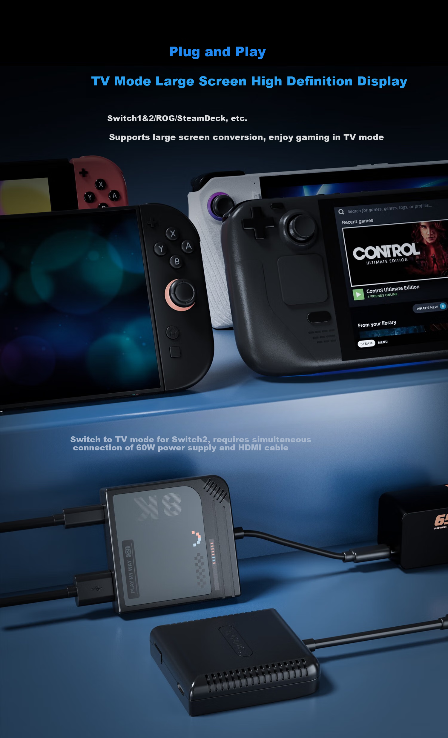 Портативный конвертер Liangzhi (INE) для Nintendo SWITCH 1/2, кабель для зеркалирования экрана, док-станция для расширения видеоигровой консоли, Type-C на HDMI высокой четкости, аксессуар NS2