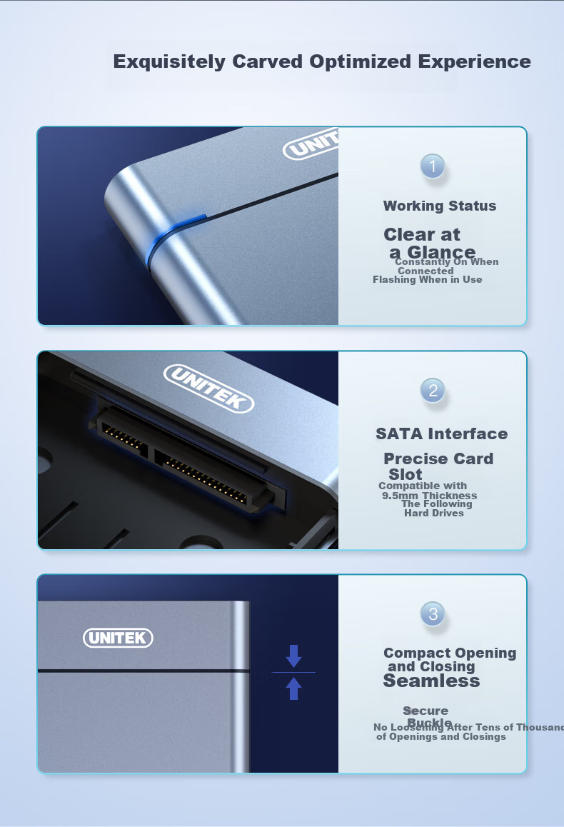 Внешний корпус для жесткого диска UNITEK S109A, 2.5 дюйма, USB 3.2 Gen 2, алюминиевый сплав, черный