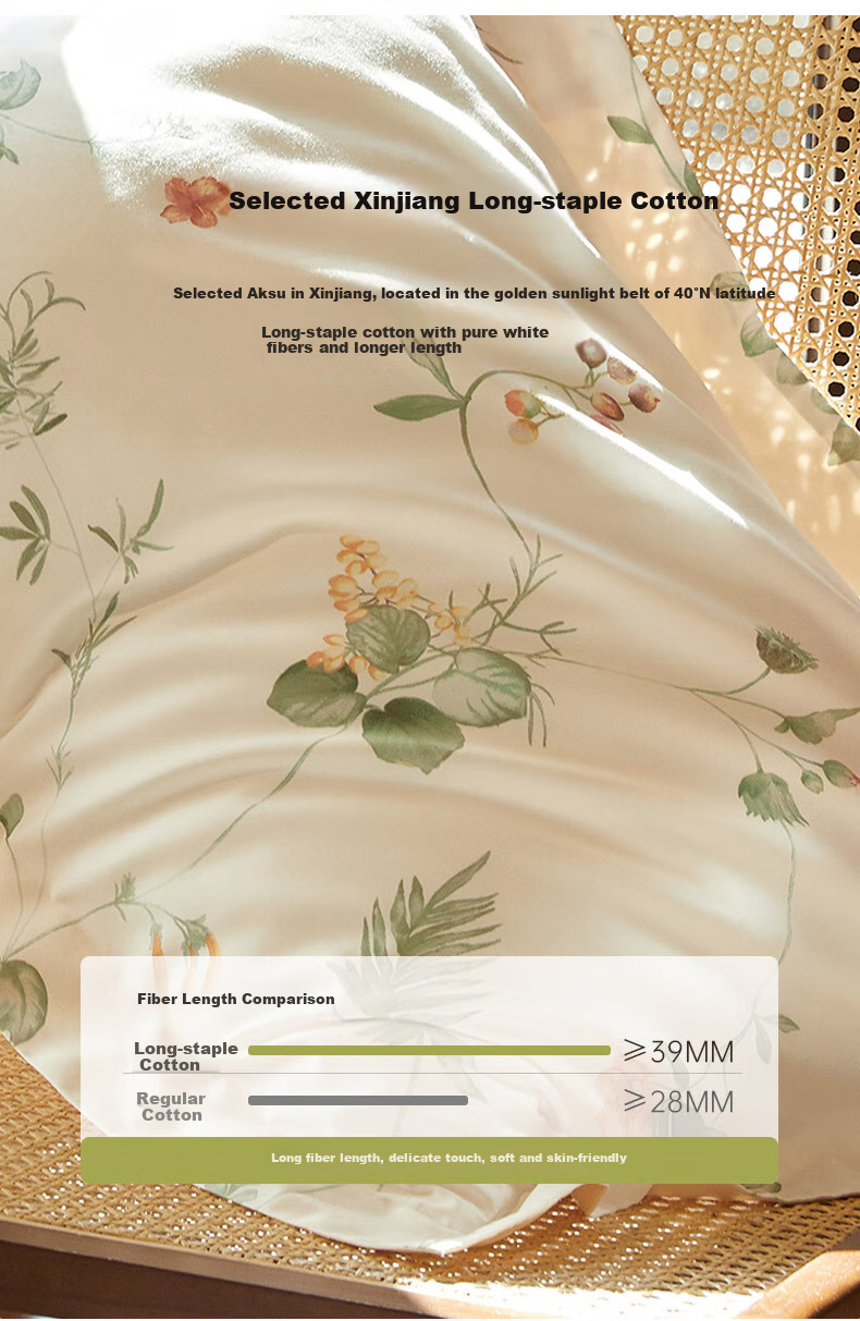 Комплект постельного белья MIDO HOUSE Mingdu, 100% хлопок, 60 нитей, размер 1.5/1.8м, стиль "Сладкий весенний день"