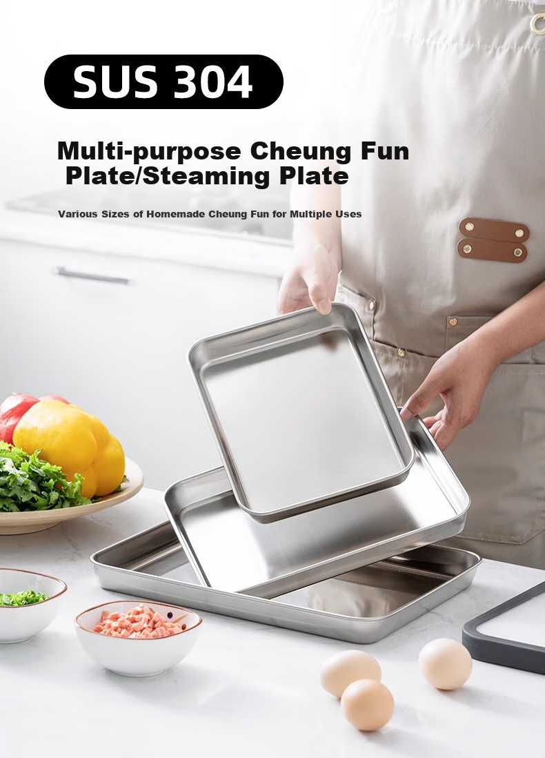 Onlycook 304 Нержавеющая сталь Паровая тарелка для Лянпи и рисовых роллов, лоток для домашнего использования, тарелка для подачи чая, сковорода для жарки рыбы, Лянпи Гунгун, маленький размер