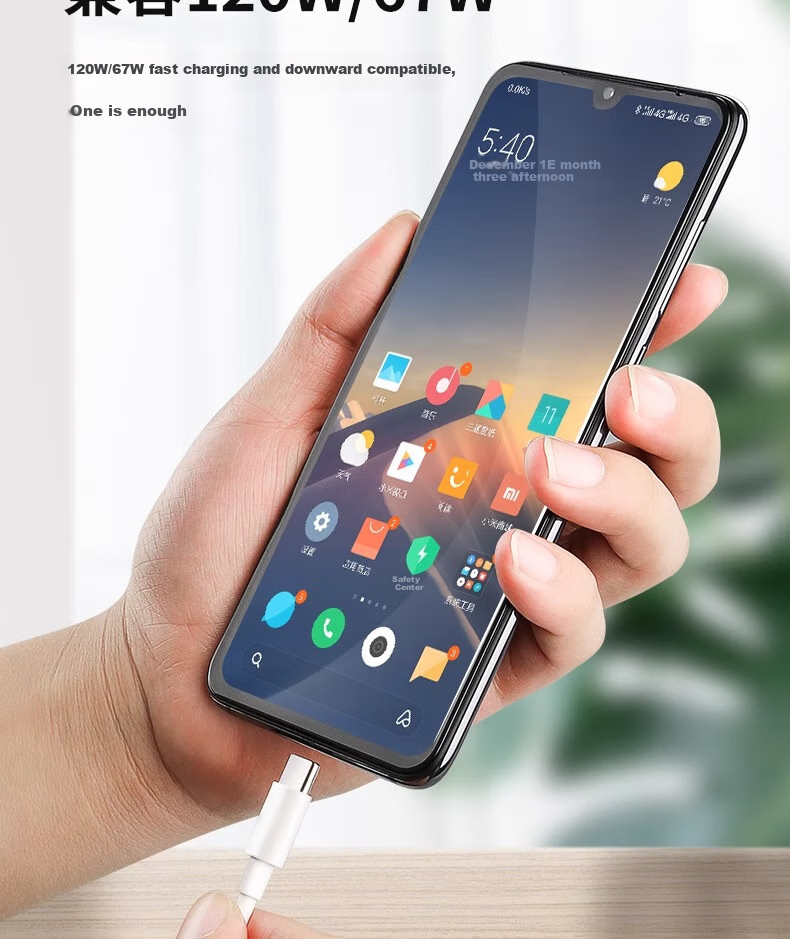 Кабель Nengshi Type-C, 6A, 1м, белый, для быстрой зарядки Xiaomi, Redmi, Black Shark