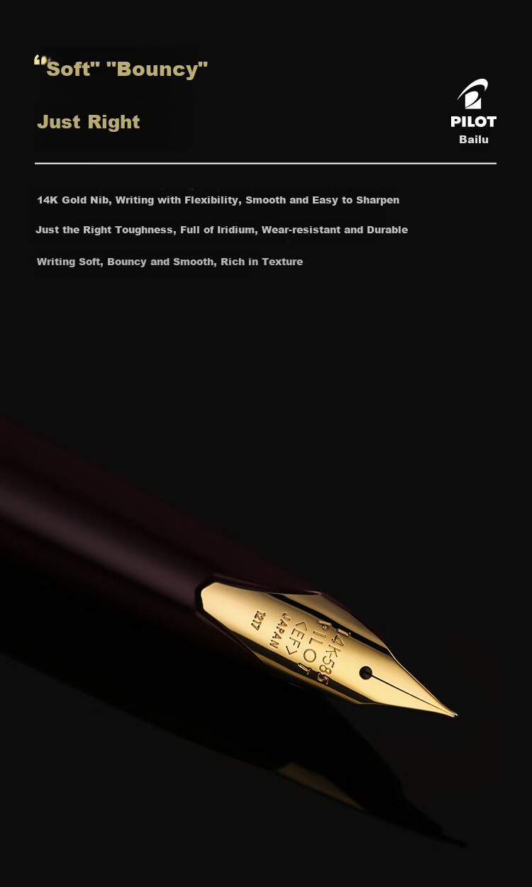 Перьевая ручка PILOT Elite95s, 14 карат, золото, чернила, для каллиграфии, бизнеса, шампань