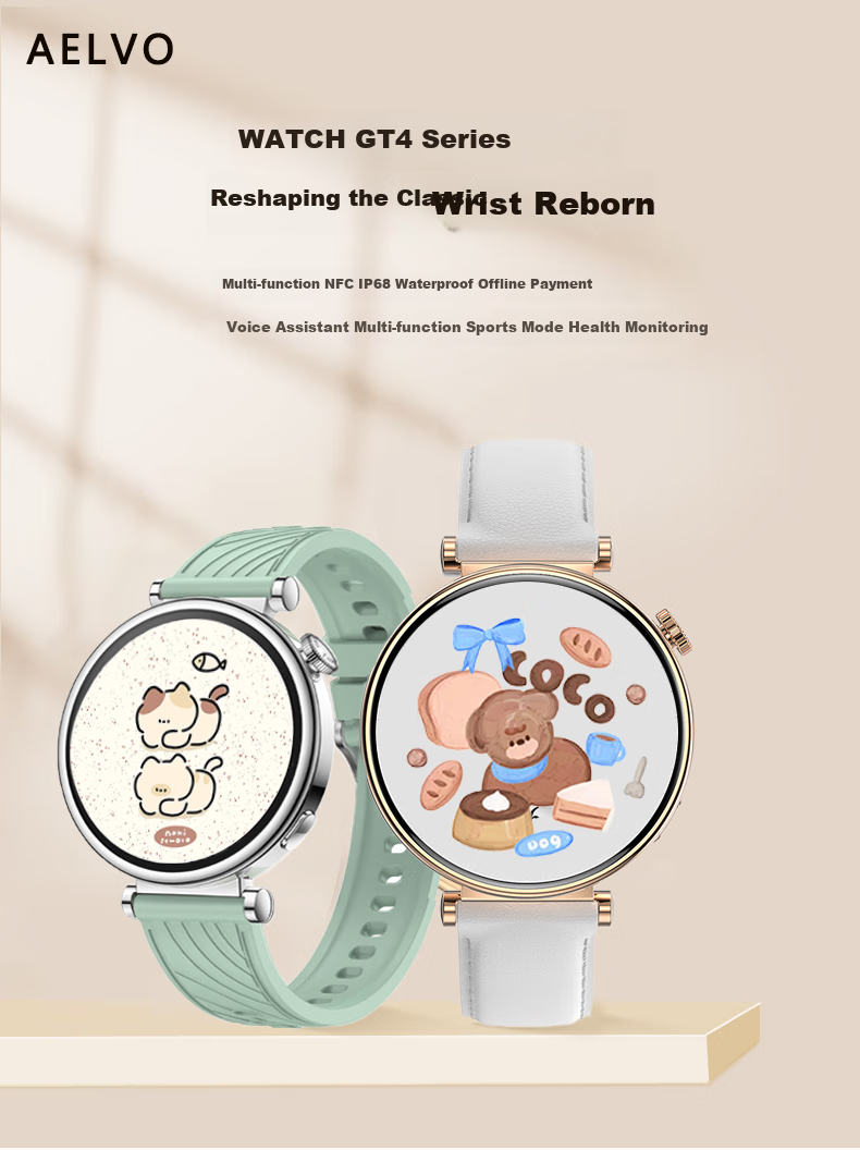 Женские смарт-часы AELVO WATCH GT4 Series, мониторинг здоровья, функция звонков, модель 2025 года, совместимы с Apple, Huawei, OPPO, Vivo