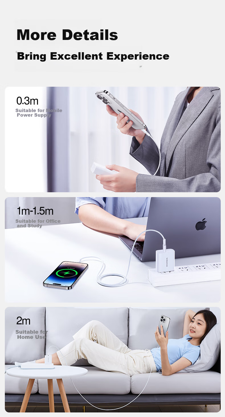 Кабель Shanmo Type-C PD60W, 1.5м, белый, для iPhone 16/17, iPad, ноутбуков