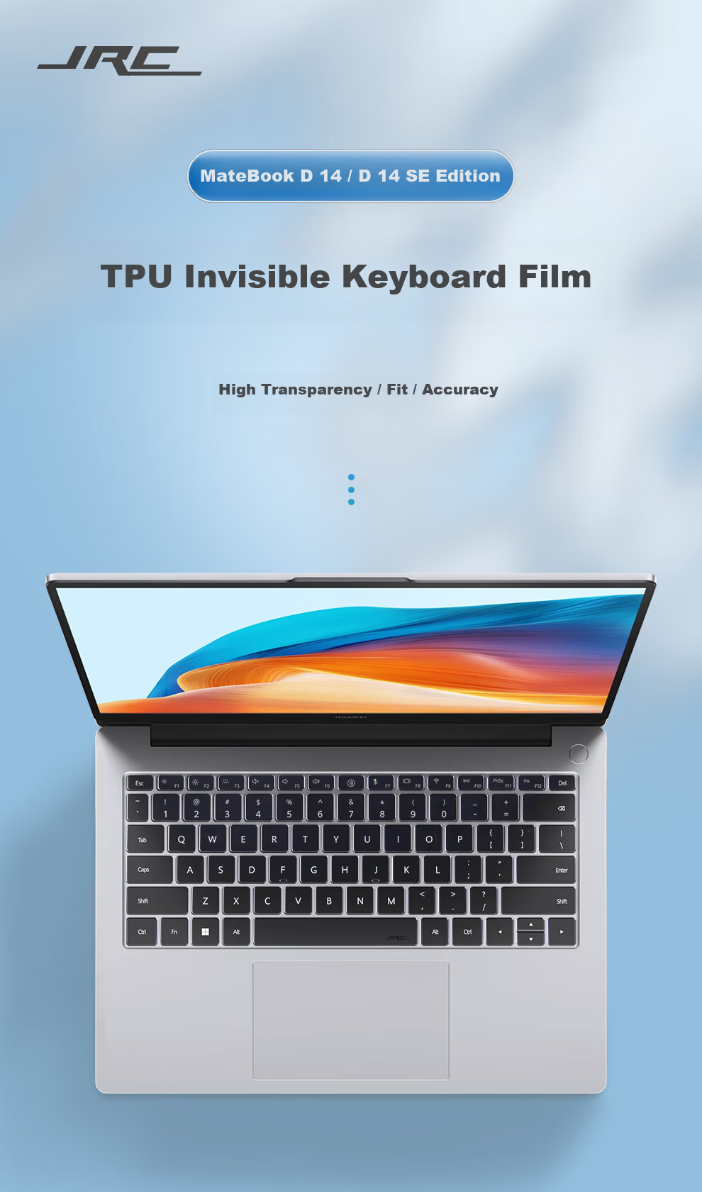 Защитная пленка для клавиатуры Jichuan для Huawei MateBook D14/D14 SE, ультратонкая TPU, пылезащитная, для ноутбуков 2015-2017 годов выпуска