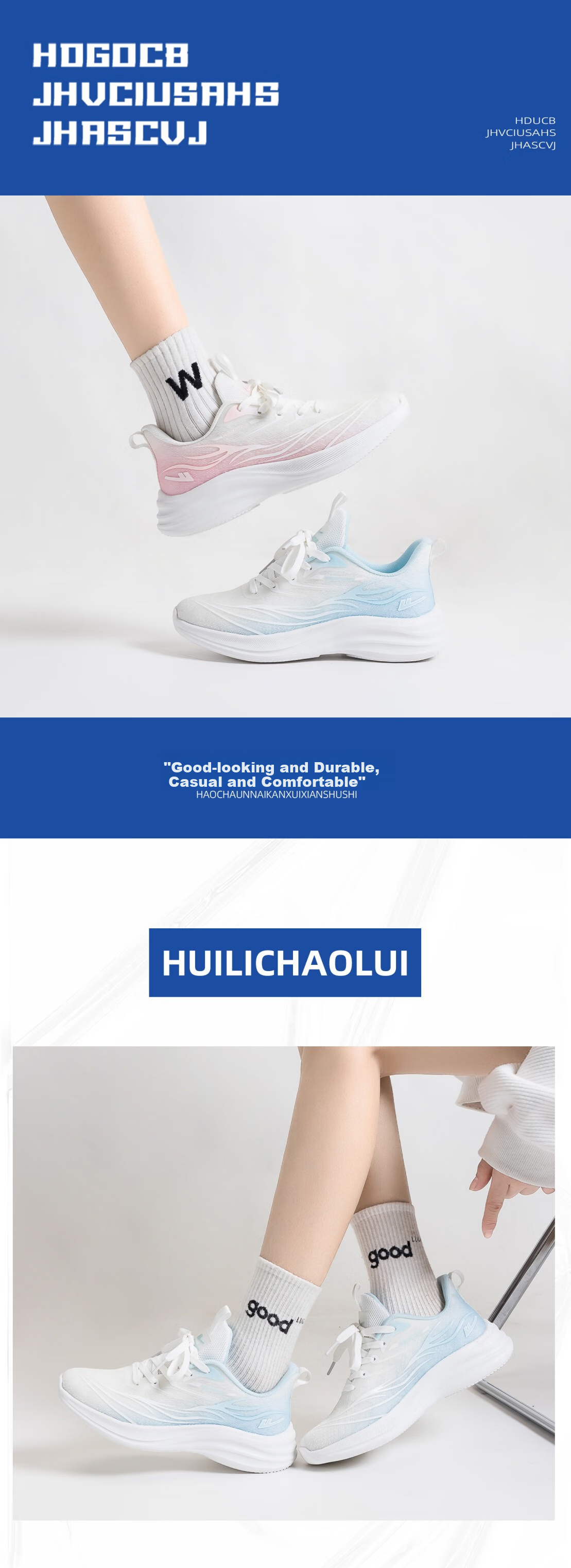 Женские кроссовки Huili WXY4114, повседневные, спортивные, сетчатые, легкие, дышащие, белые с розовым, размер 39