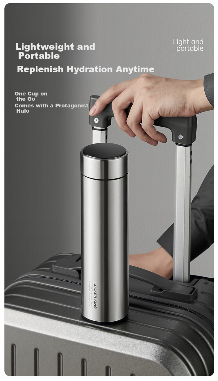 Термокружка COOKER KING Insulated Mug, 316L Нержавеющая сталь, деловая портативная бутылка для воды для мужчин и женщин, стальной цвет, 490 мл