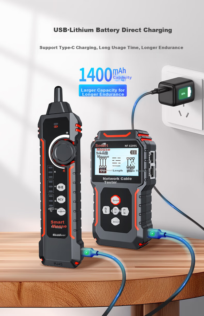 Тестер сетевых кабелей NOYAFA NF-8209S, детектор обрывов и коротких замыканий, трекер проводов, тестер портов и обжима