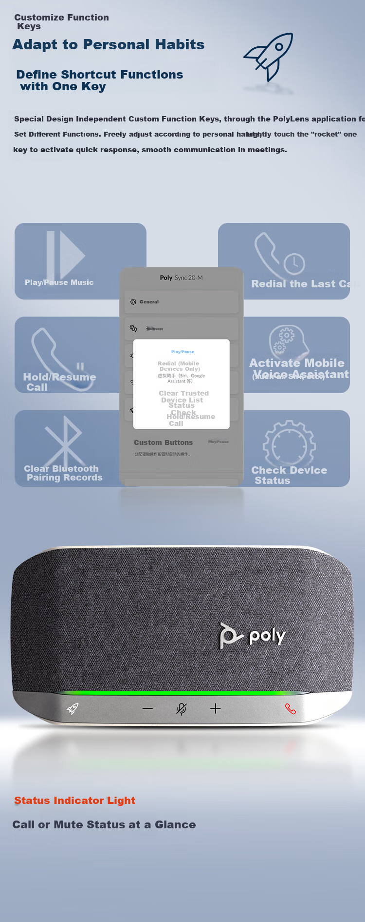 Микрофон для видеоконференций POLY SY20, USB, беспроводной Bluetooth, полнодуплексное аудиоустройство, сертифицировано Tencent Meeting