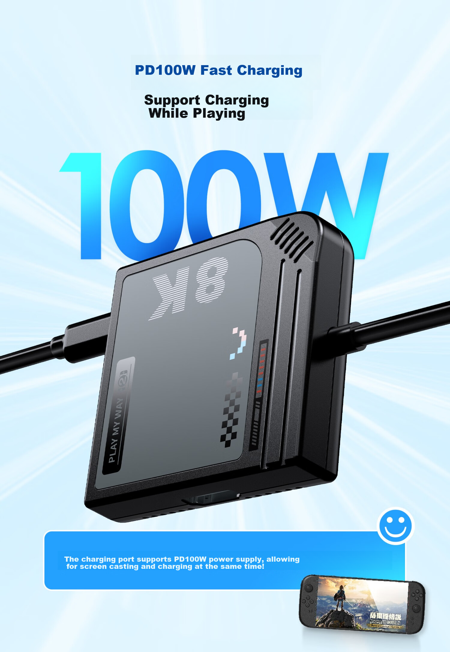 Портативный конвертер Liangzhi (INE) для Nintendo SWITCH 1/2, кабель для зеркалирования экрана, док-станция для расширения видеоигровой консоли, Type-C на HDMI высокой четкости, аксессуар NS2