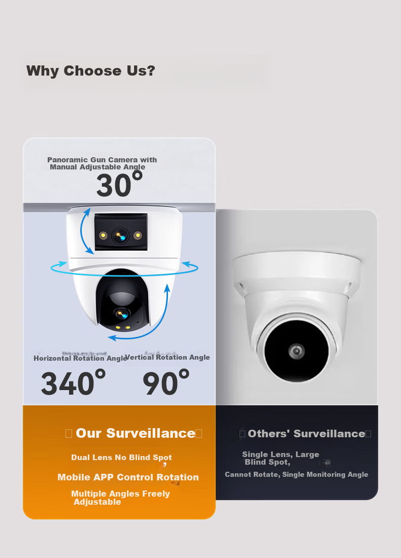 Камера видеонаблюдения VSTARCAM CS2DR, 5 Мп + 5 Мп, 360 градусов, Wi-Fi, ночное видение, двусторонняя аудиосвязь, для дома, потолочное крепление, с доступом через мобильный телефон
