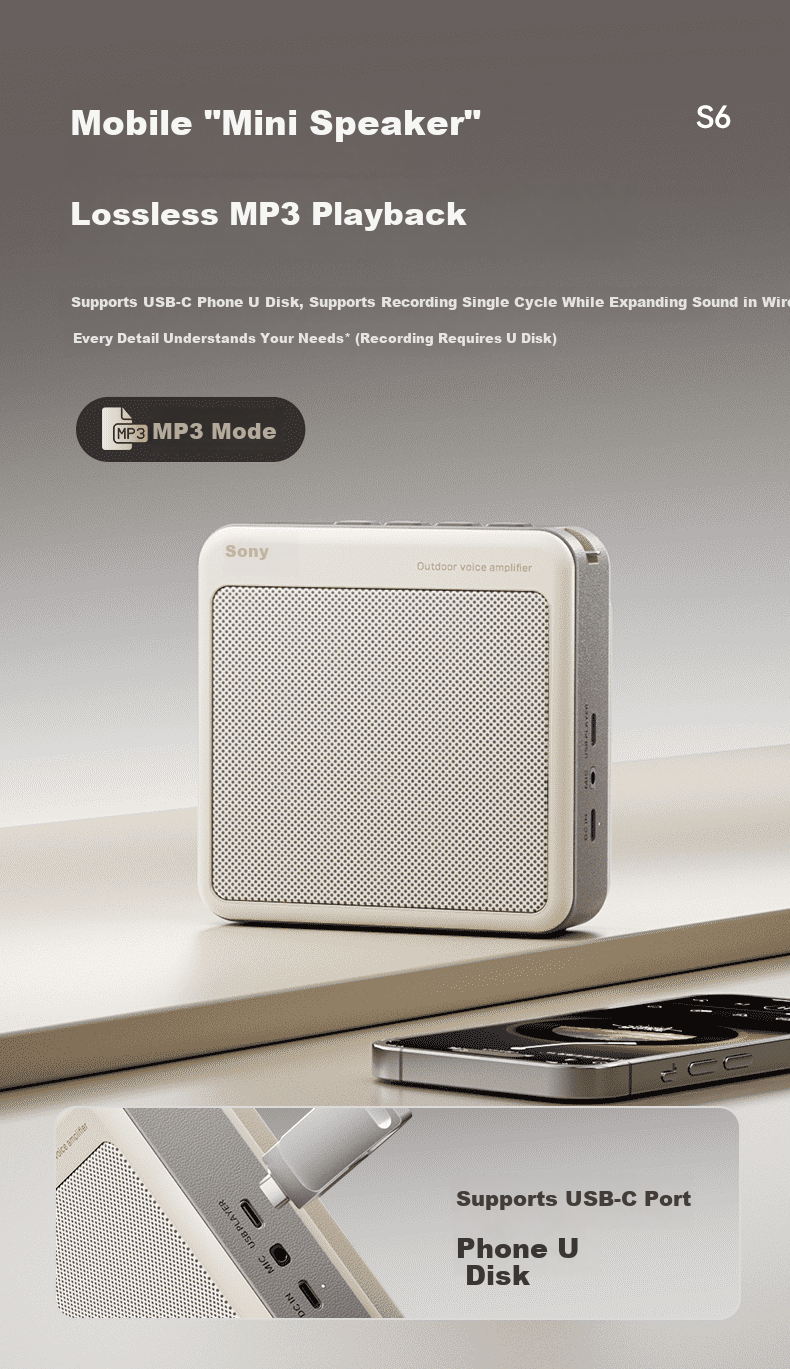 Портативная акустика Soaiy S6, беспроводной микрофон-клипса, 40 Вт, Bluetooth 6.0, водонепроницаемый IPX5, 8000 мАч