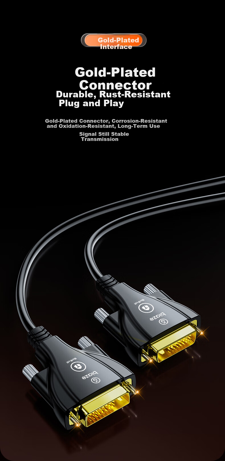 Кабель BIAZE Steel Armor Fiber Optic DVI Engineering Cable, 24+1 Male-To Digital Connection High-Definition Cable, Computer Monitor Connection Cable, Outdoor Large Screen Splicing Surveillance HD Cable, 30 Meters