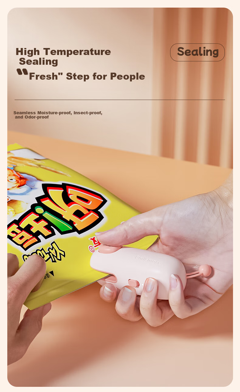 Запайщик пакетов BJ, мини-запайщик, портативный, для снеков, термозапайщик, инструмент для запайки, розовый