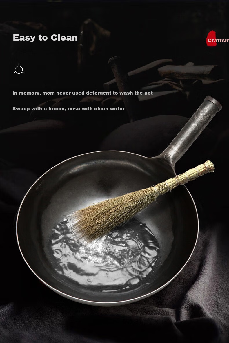 Zhensanhuan Zhangqiu Iron Wok, Handmade Stir-Fry Pan, Uncoated Cooking Pot, Non-Stick Pan, Traditional Cast Iron Wok, Zongshi 32cm
