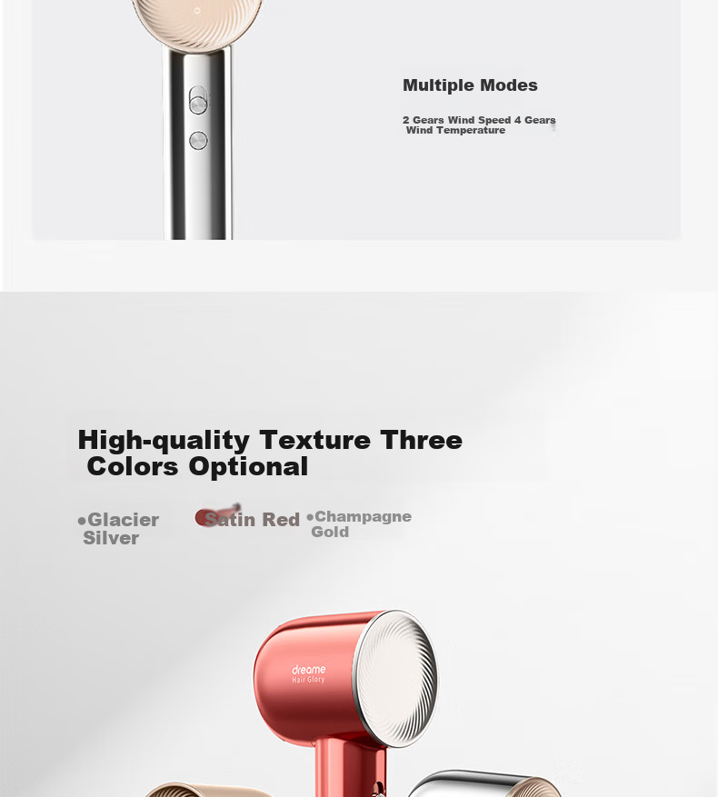Фен DREAME G20Pro, 1600 Вт, с ионизацией, 4 температурных режима, 2 скорости воздушного потока, золотой