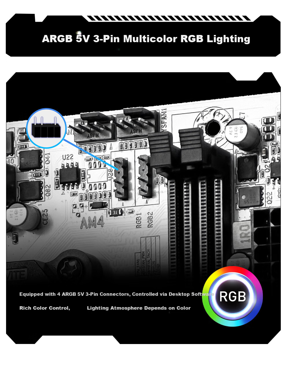 Материнская плата Jingyue B450M PRO ARGB, сокет AM4, DDR4, M-ATX, для процессоров AMD Ryzen 5000 серии