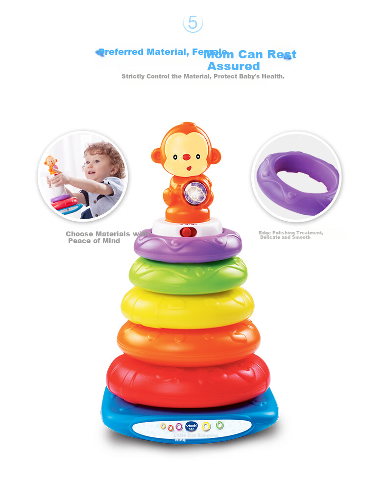 Развивающая игрушка Vtech "Обезьянка Радужное Кольцо", музыкальная, для детей от 6 месяцев, подарок для новорожденных